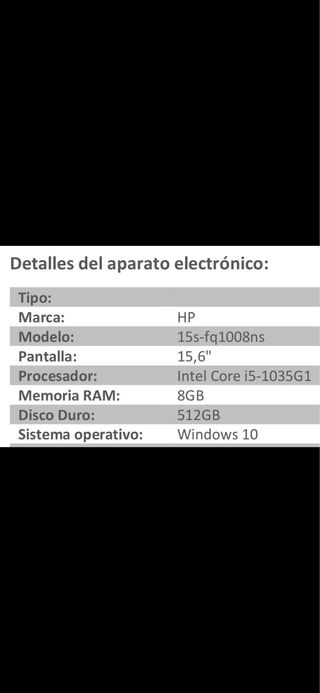 Portátil HP blanco con desperfectos