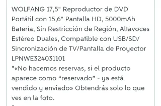 Reproductor DVD Portátil WOLFGANG