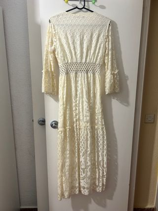 Vestido largo encaje beige talla S