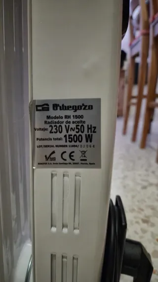 Radiador Aceite Orbegozo RH 1500 1500W