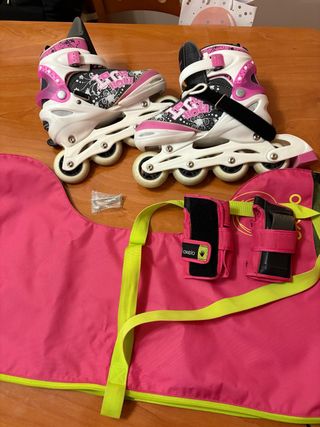 Patines en línea rosas y blancos Talla 35-38