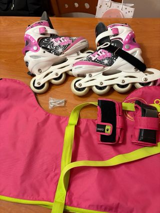 Patines en línea rosas y blancos Talla 35-38