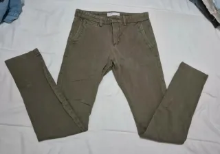 Pantalón Chino Recto Hombre Verde Oliva