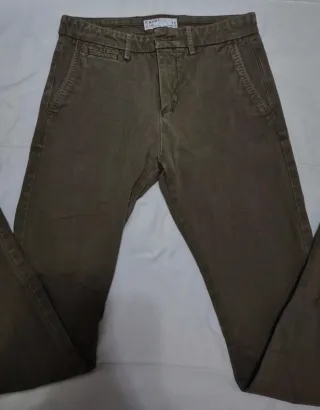 Pantalón Chino Recto Hombre Verde Oliva