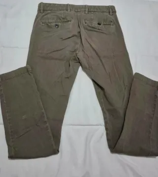 Pantalón Chino Recto Hombre Verde Oliva