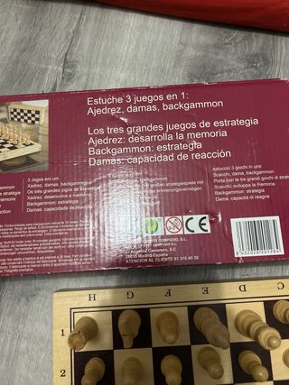 Juego de mesa 3 en 1: Ajedrez, Damas y Backgammon
