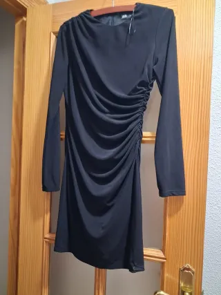 Vestido Zara Negro Fruncido