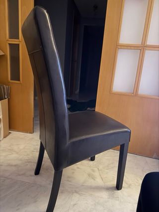 Juego 6 Sillas Piel Marrón Oscuro