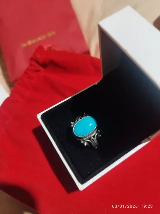 Anillo Plata antiguo Turquesa Ovalada