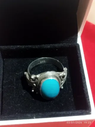 Anillo Plata antiguo Turquesa Ovalada