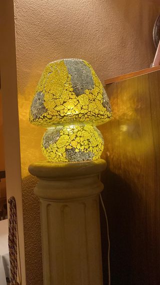 Lampada in vetro mosaico giallo e grigio