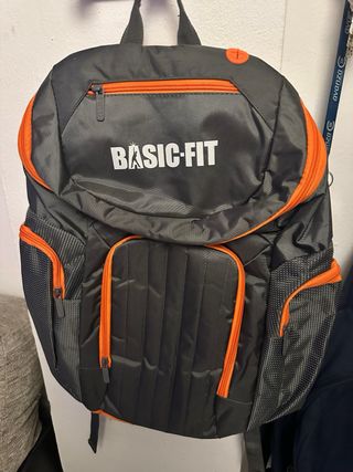 Mochila deportiva BASIC-FIT gris y naranja