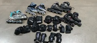 Patines en línea Decathlon y protecciones