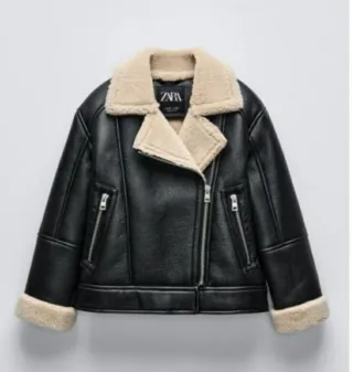 Chaqueta Zara efecto piel forrada