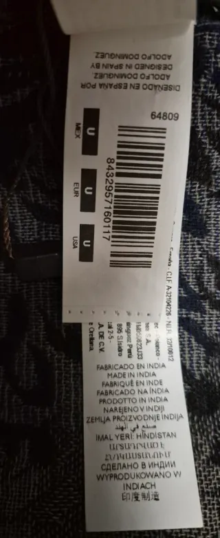 Pashmina Adolfo Dominguez Negra y Gris