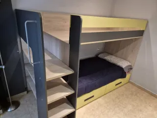 Litera de madera con cajones para camas 90x190