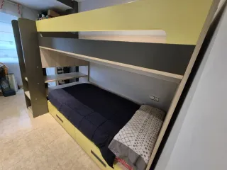 Litera de madera con cajones para camas 90x190