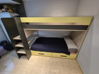 Litera de madera con cajones para camas 90x190