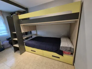 Litera de madera con cajones para camas 90x190