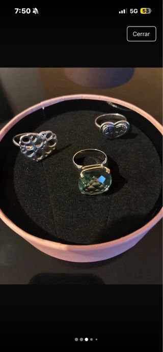 Tres anillos: 1 Swarovski turquesa, son de plata