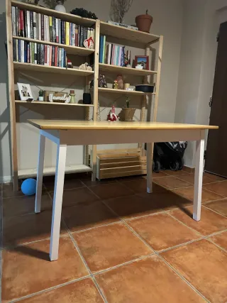 Mesa de comedor madera y patas blancas