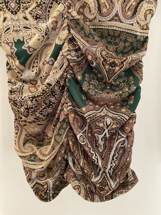 Top tul drapeado marrón y verde