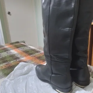 Botas Mango Piel Talla 40 Tacón Bajo
