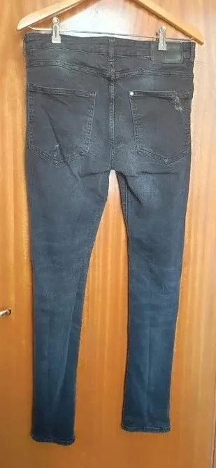 Jeans H&M Skinny Negro Degradado Rotos W32 (42)