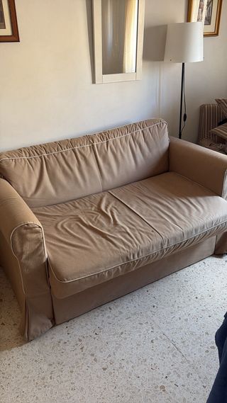 Sofá Cama Beige Tela Casi Nuevo
