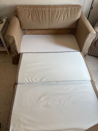 Sofá Cama Beige Tela Casi Nuevo