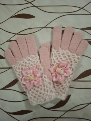 Guanti Hello Kitty rosa e bianchi per bambine