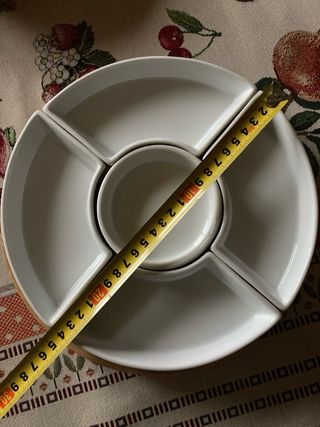 Antipastiera girevole in ceramica e legno