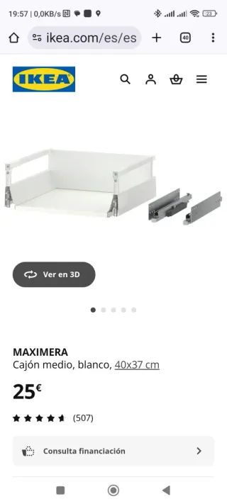 Cajón Ikea Maximera Frente Ringhult Blanco