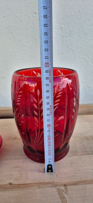 Bomboneira de Vidro Vermelho Gravado