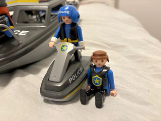 Playmobil Kit Policía Helicóptero Barco Moto