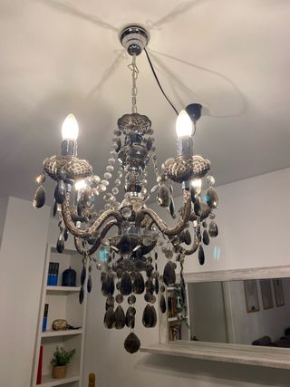 Lámpara de techo de cristal y metal