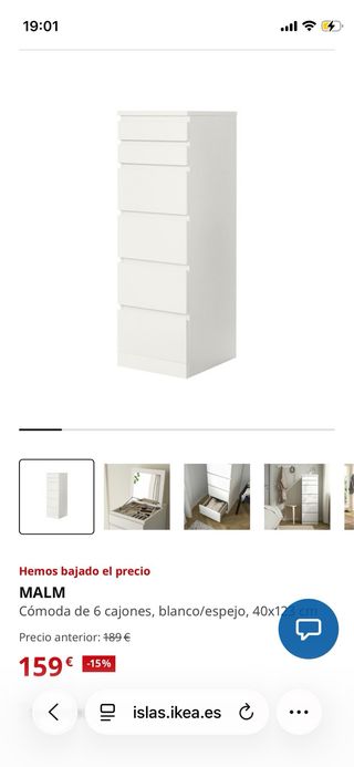 Cómoda Malm Ikea Blanca
