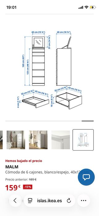 Cómoda Malm Ikea Blanca