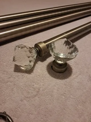 4 Barras de metalicas bronce con remate de cristal