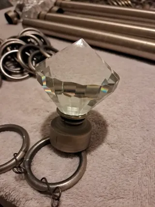 4 Barras de metalicas bronce con remate de cristal