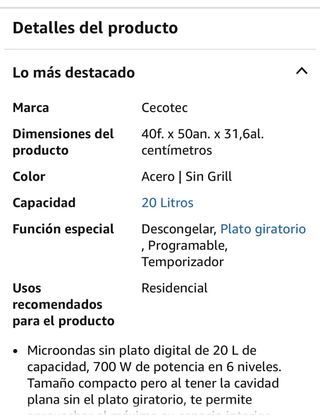 Cecotec Microondas Digital GrandHeat 2000