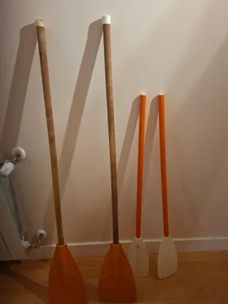 2 Remos de madera naranja y blanco