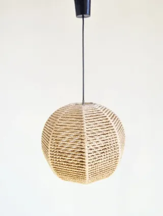 Lámpara colgante de cuerda. Vintage, 70s.