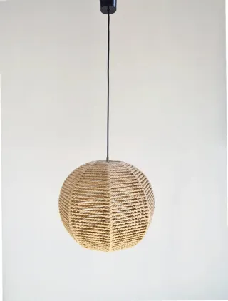 Lámpara colgante de cuerda. Vintage, 70s.