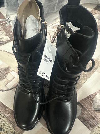 Botines Merkal Piel Mujer Talla 38 Negros
