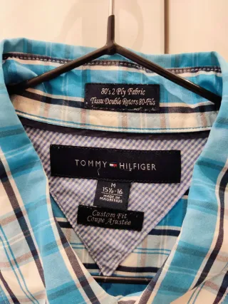 Camisa Tommy Hilfiger Cuadros Azul y Blanco