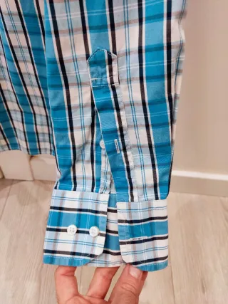 Camisa Tommy Hilfiger Cuadros Azul y Blanco