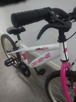 Bicicleta niña DENBIKE blanca y rosa