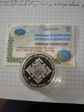 Moneda Plata Juan Carlos I Rey España 1999