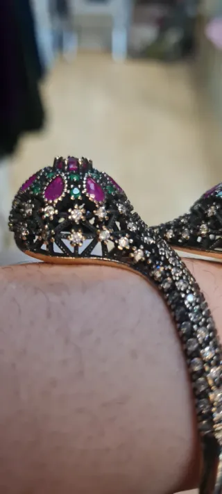 Brazalete Plata 925 Esmeraldas y Rubíes